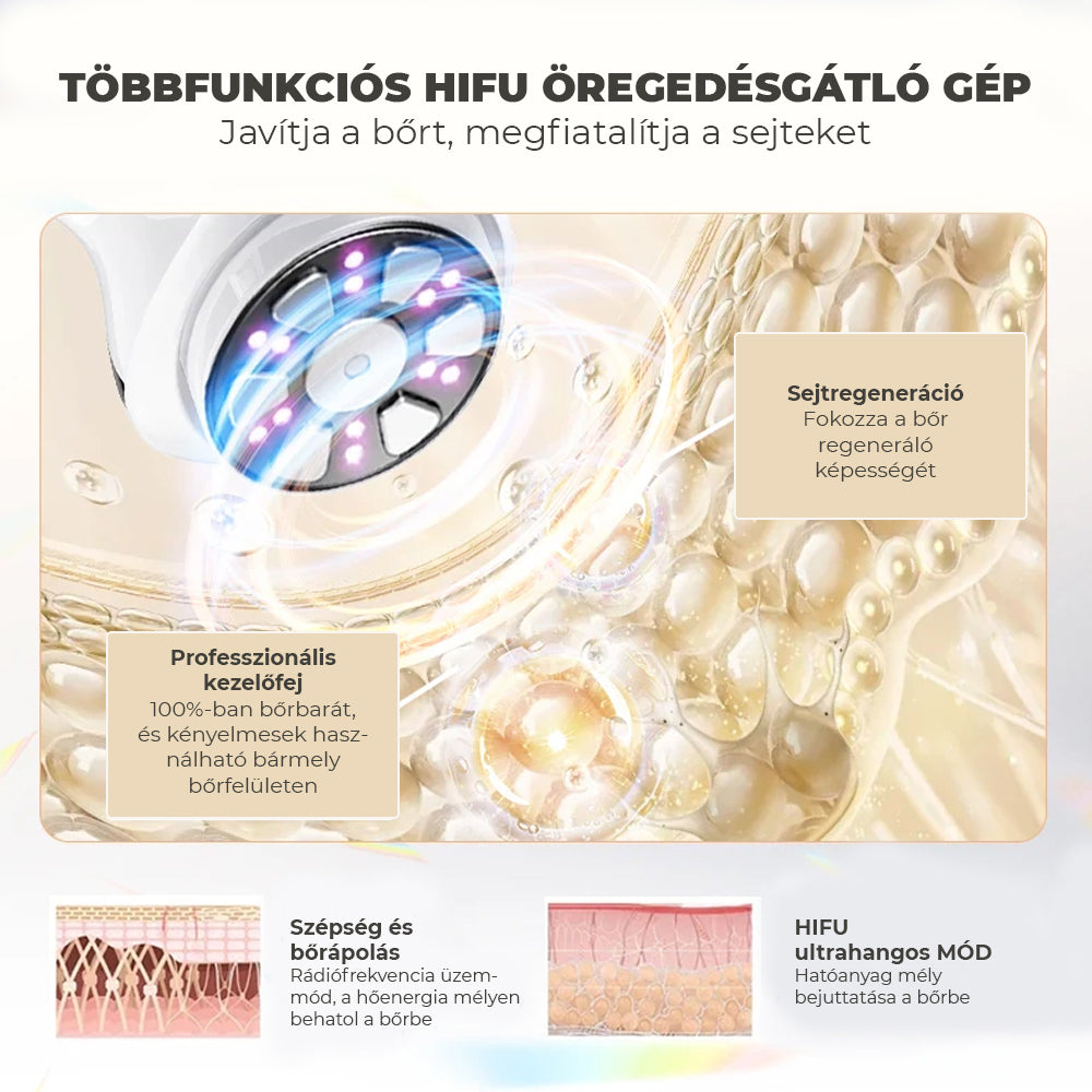 Professzionális 6 az 1-ben Hifu rádiófrekvenciás gép - Fekete