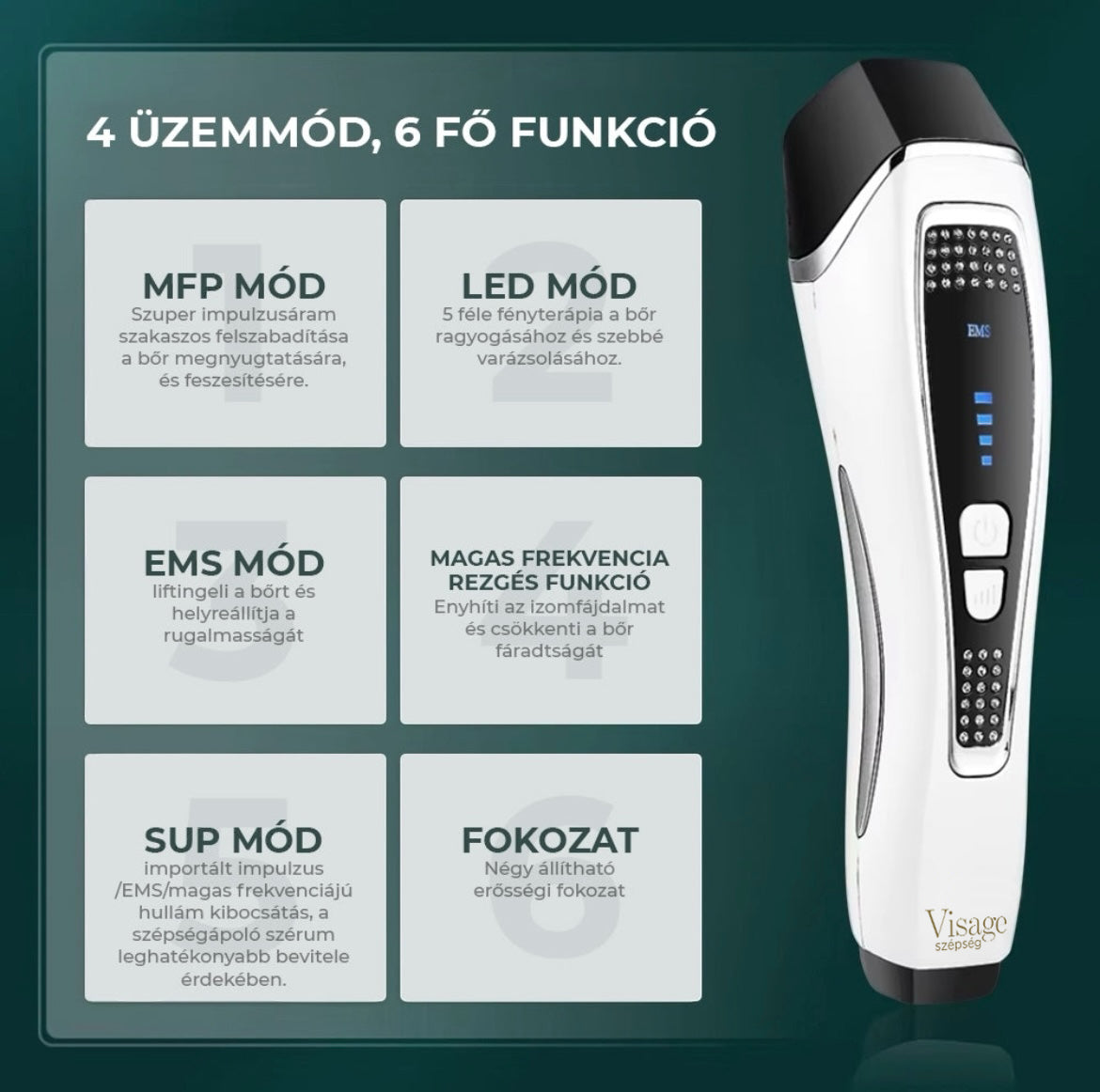 4 az 1-ben Arcfiatalító és bőrfeszesítő lifting készülék 6 funkcióval