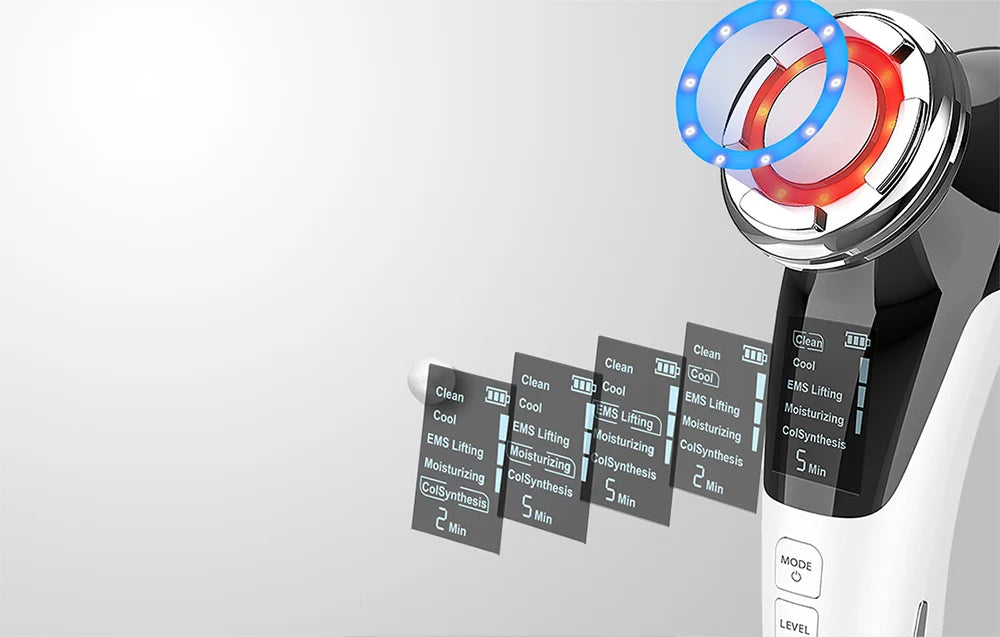 8 az 1-ben hideg-meleg terápiás arckezelő és ránctalanító gép EMS mikroárammal