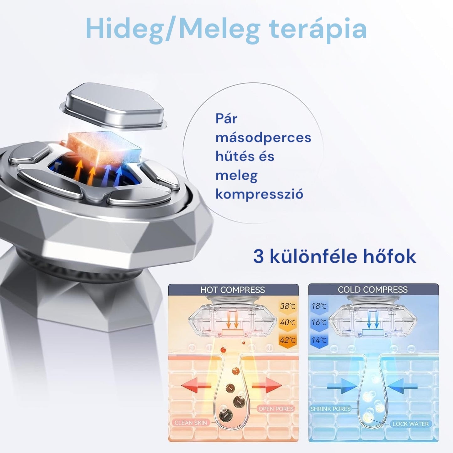 9 az 1-ben Professzionális rádiófrekvenciás arckezelő és EMS arcfiatalító gép hideg-meleg funkcióval és fényterápiával