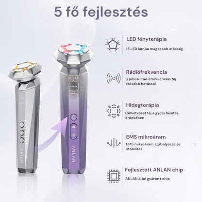 9 az 1-ben Professzionális rádiófrekvenciás arckezelő és EMS arcfiatalító gép hideg-meleg funkcióval és fényterápiával