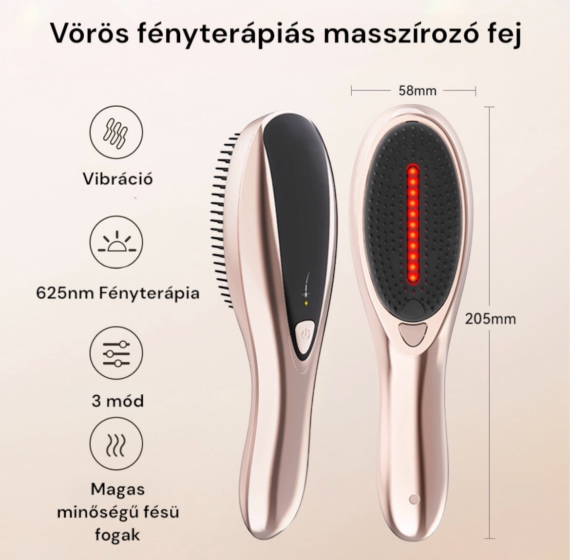Visage 3 az 1-ben hajerősítő és hajhullás elleni fényterápiás fejbőrmasszázs kefe