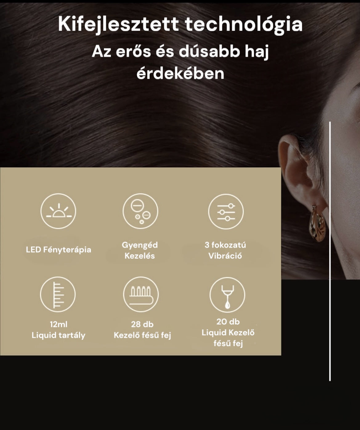 Visage Elektromos masszázsfésű és fejbőrkezelő kefe applikátorral és fényterápiával